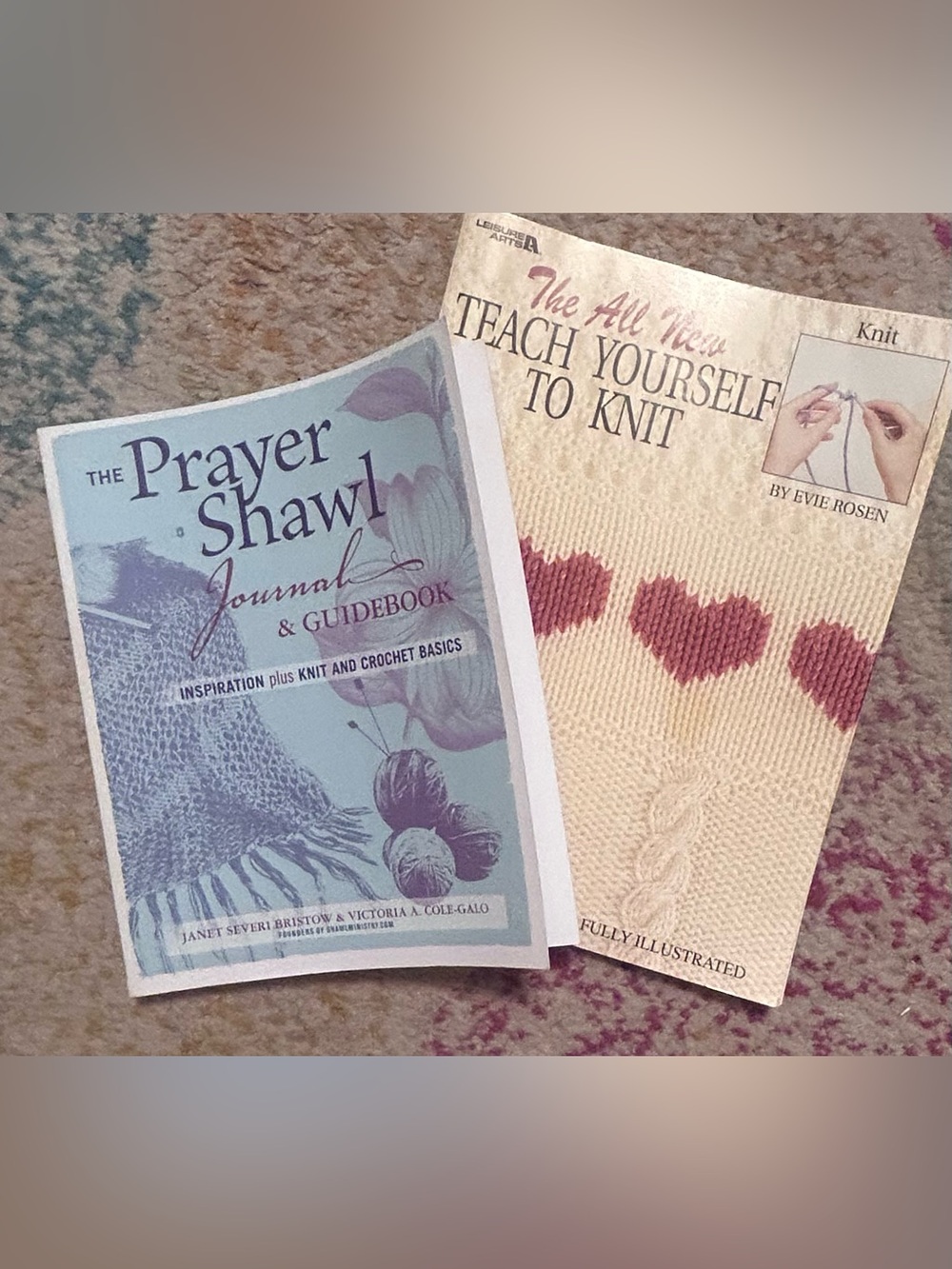 Prayer Shawl Journal & Teach Yourself to Knit - Blue and Cream Covers